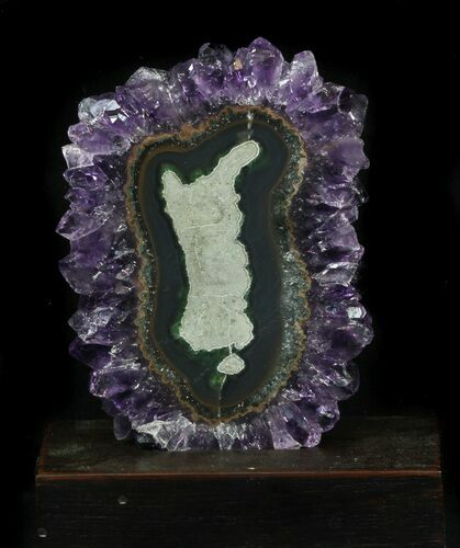 Amethyst Stalactite Slice With Wood Base #33764